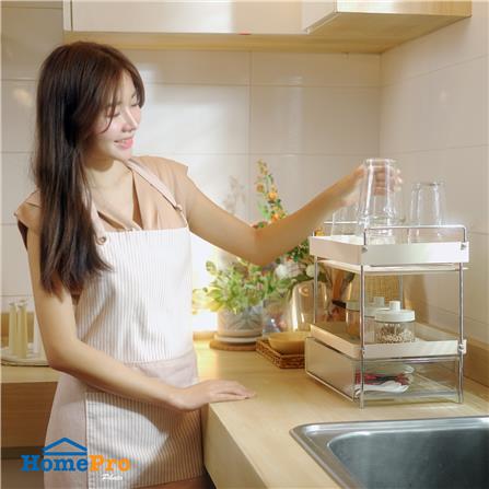 ชั้นเก็บแก้ว 2 ชั้น มีลิ้นชัก KECH CREAMY_7