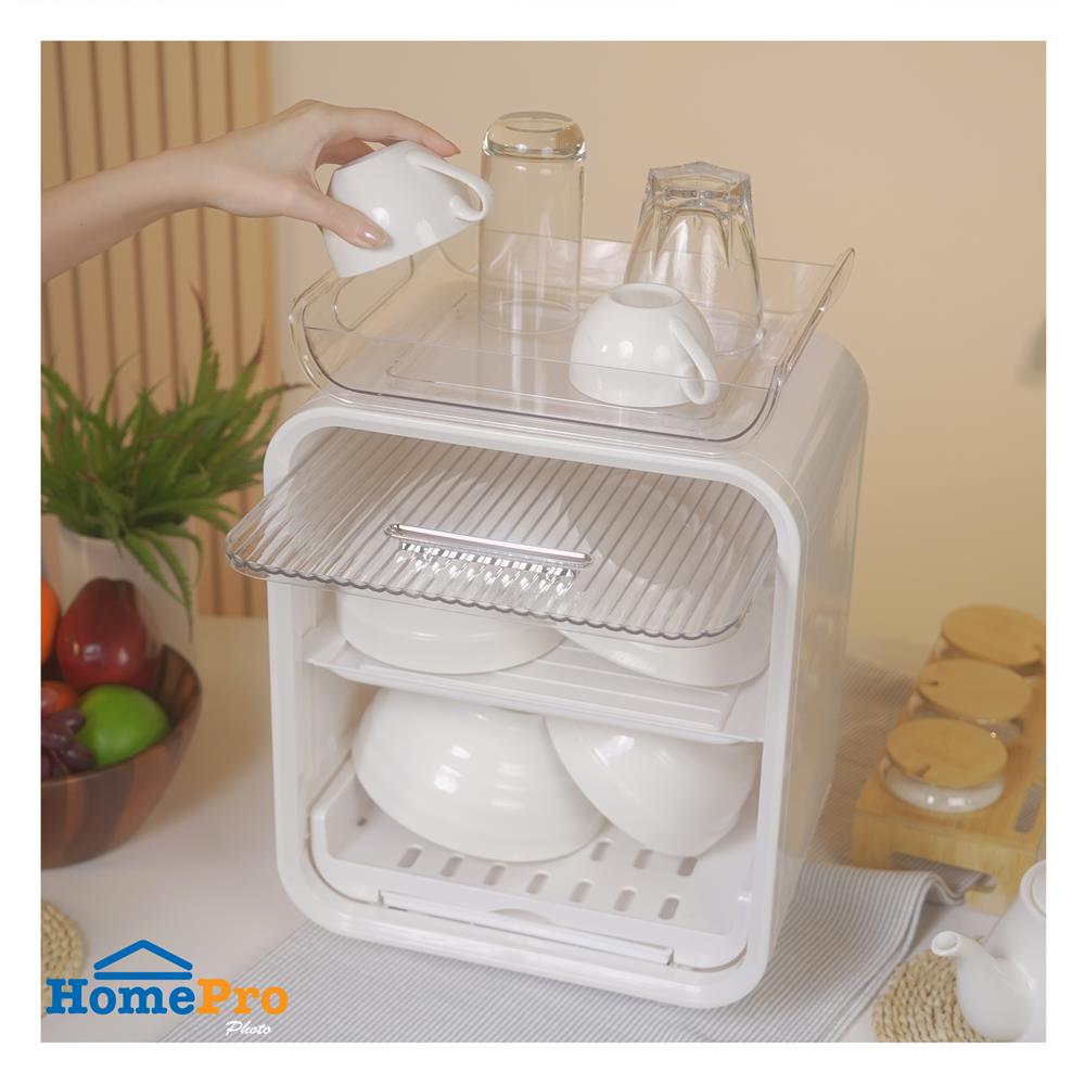 ตู้เก็บจานพลาสติก 2 ชั้น มีถาดรองน้ำ KECH WATERY