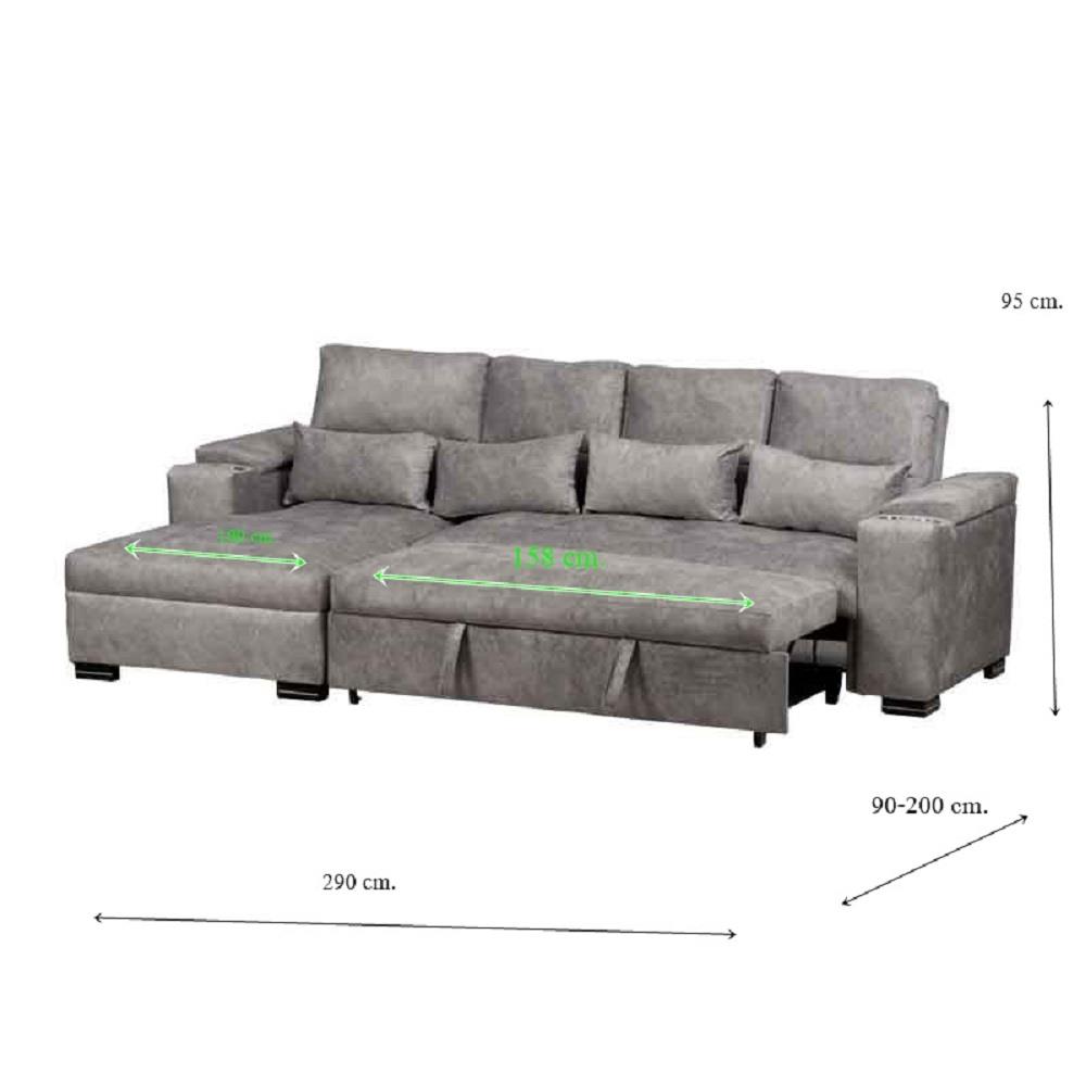 โซฟาเข้ามุมซ้าย AS FURNITURE KALEL CRGYU39 สีเทา