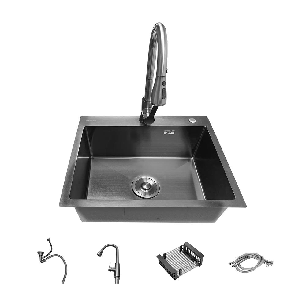 ซิงค์ฝัง 1 หลุม PARNO SKY 5545 สีเทาดำ