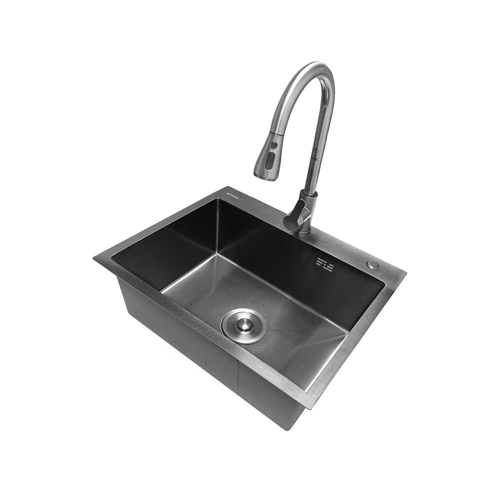 ซิงค์ฝัง 1 หลุม PARNO SKY 5545 สีเทาดำ