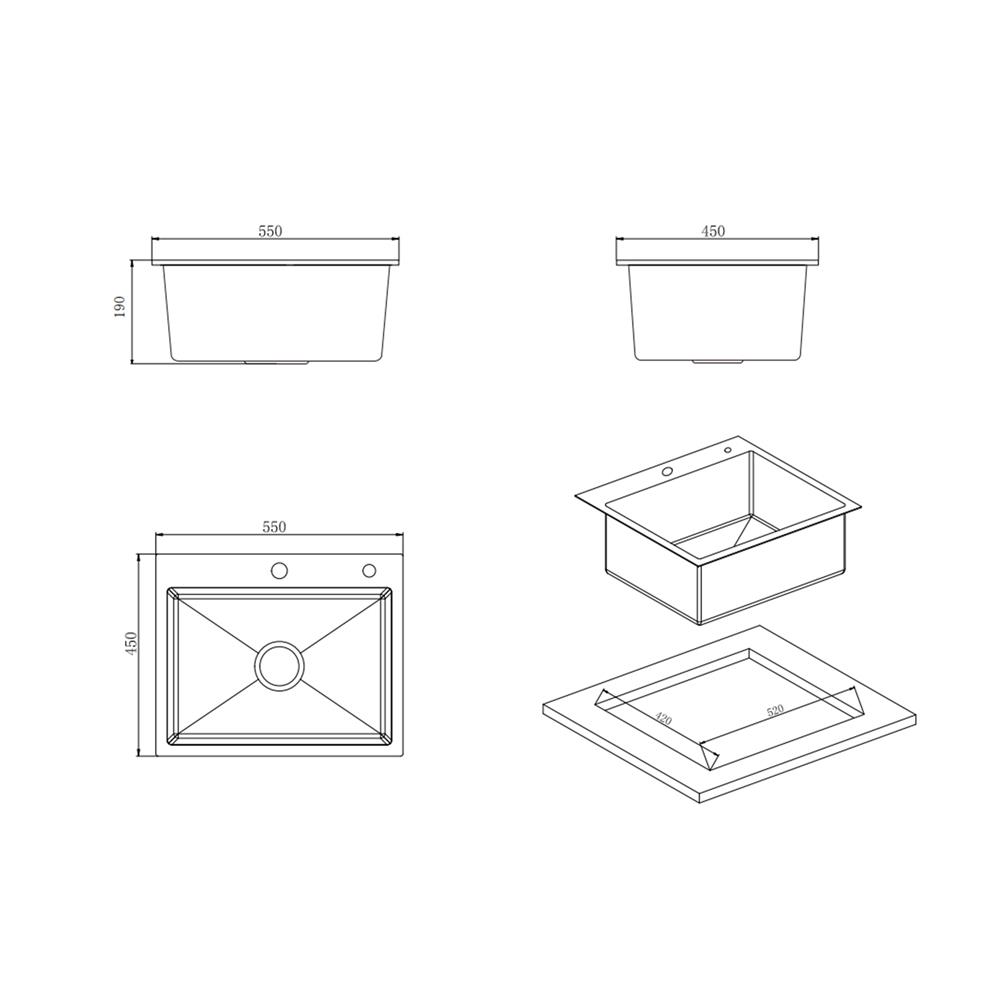 ซิงค์ฝัง 1 หลุม PARNO SKY 5545 สีเทาดำ