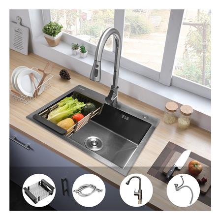 ซิงค์ฝัง 1 หลุม PARNO SKY 5545 สีเทาดำ_4