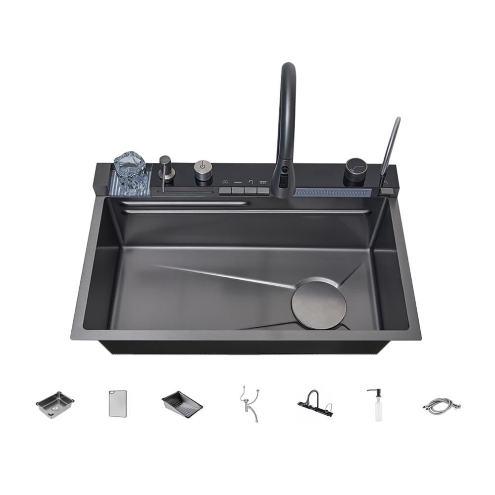 ซิงค์ฝัง 1 หลุม KUCINE STORM 7545 2W สีเทาดำ_1