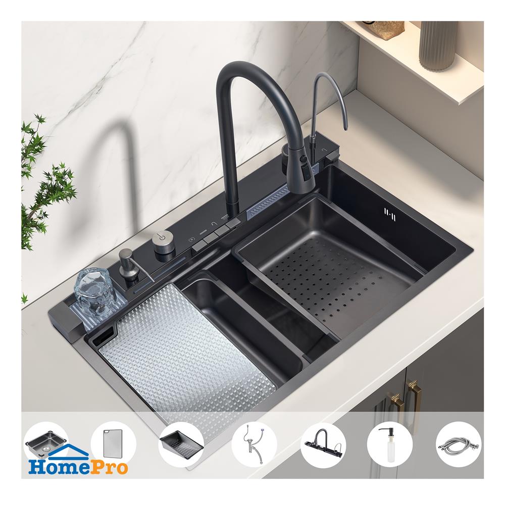 ซิงค์ฝัง 1 หลุม PARNO STORM 7545 2W สีเทาดำ