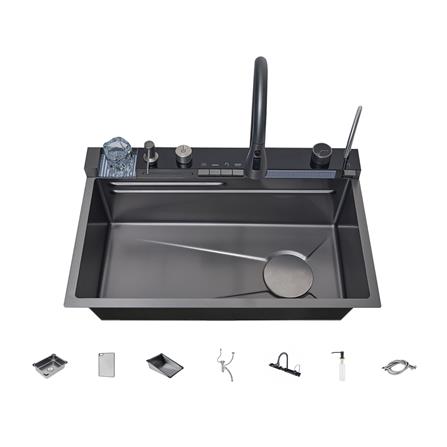 ซิงค์ฝัง 1 หลุม KUCINE STORM 7545 2W สีเทาดำ