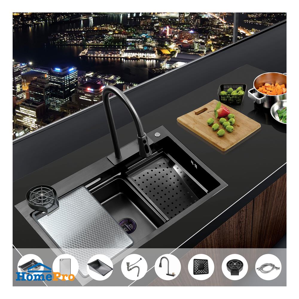 ซิงค์ฝัง 1 หลุม PARNO STORM 8245 1W สีเทาดำ