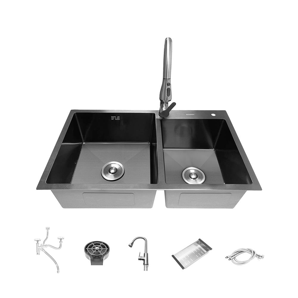 ซิงค์ฝัง 2 หลุม KUCINE STAR 82482B สีเทาดำ