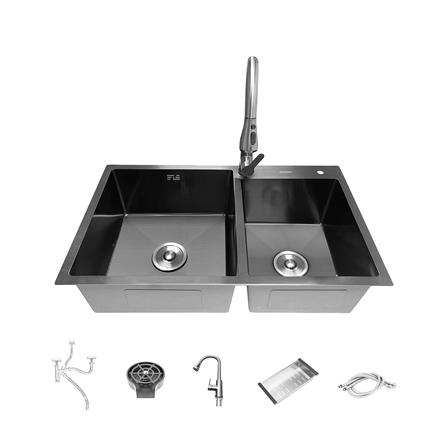 ซิงค์ฝัง 2 หลุม PARNO STAR 82482B สีเทาดำ_0