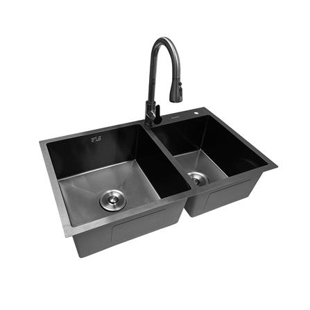 ซิงค์ฝัง 2 หลุม PARNO STAR 82482B สีเทาดำ_1