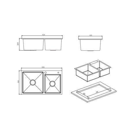 ซิงค์ฝัง 2 หลุม PARNO STAR 82482B สีเทาดำ_6