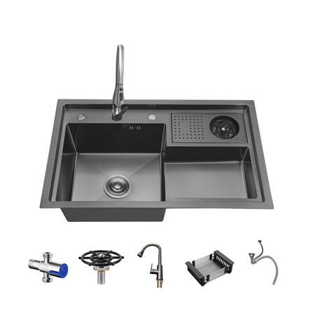 ซิงค์ฝัง 1 หลุม KUCINE SOLAR 7848 สีเทาดำ_1