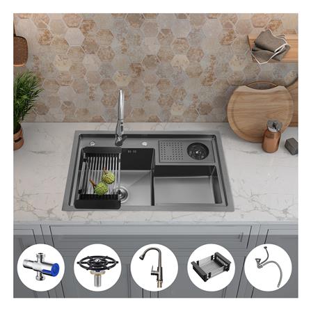 ซิงค์ฝัง 1 หลุม KUCINE SOLAR 7848 สีเทาดำ_5