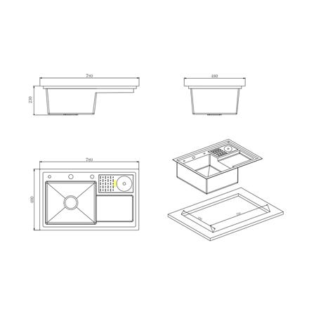 ซิงค์ฝัง 1 หลุม PARNO SOLAR 7848 สีเทาดำ_7