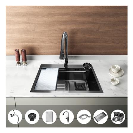 ซิงค์ฝัง 1 หลุม PARNO STAR 68451B สีเทาดำ_2