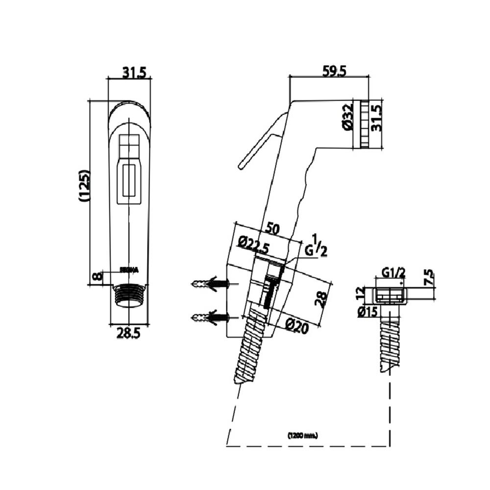 สายฉีดชำระครบชุด PREMA PM623(BL)(HM). สีโครม