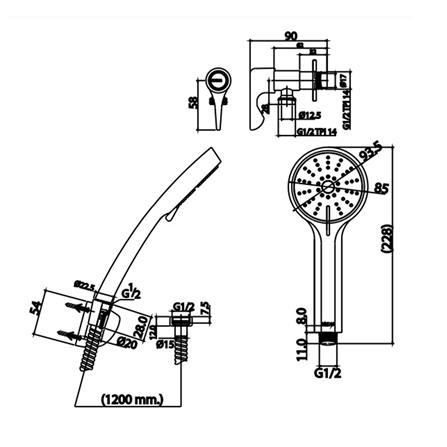 ชุดฝักบัวสายอ่อน 3 ระดับ PREMA P110SET(HM)_1