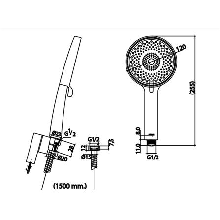 ชุดฝักบัวสายอ่อน 3 ระดับ PREMA P105(BL)(HM)_1