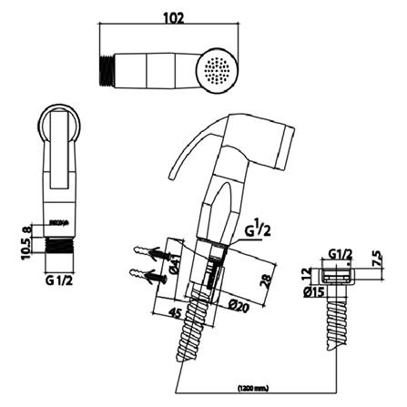 สายฉีดชำระครบชุด PREMA PM625(HM) สีโครม_1