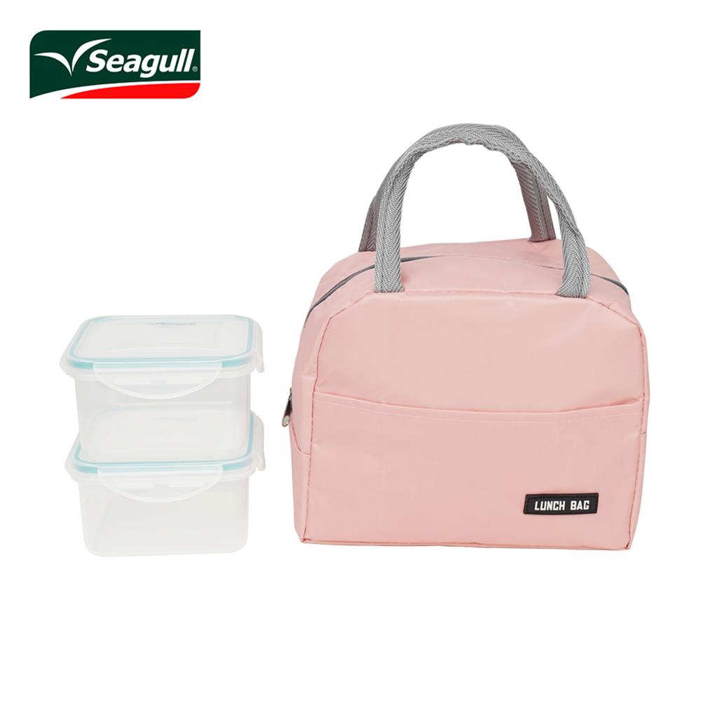 ชุดกล่องอาหาร 0.7 ลิตร พร้อมกระเป๋า SEAGULL 2 ชิ้น สีชมพู