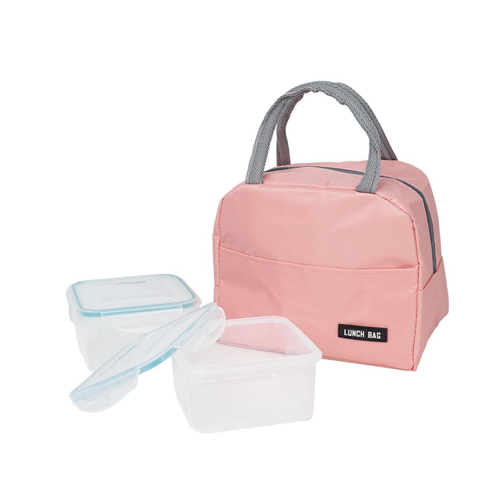 ชุดกล่องอาหาร 0.7 ลิตร พร้อมกระเป๋า SEAGULL 2 ชิ้น สีชมพู