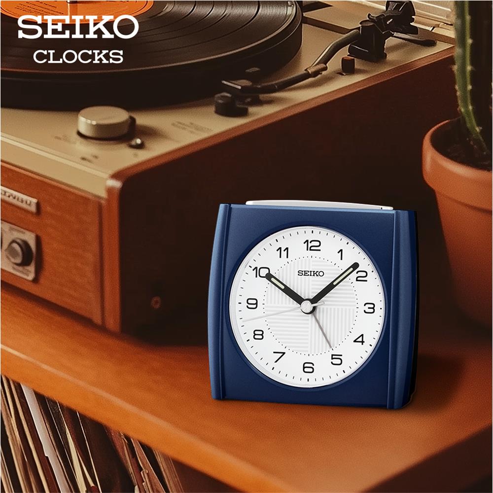 นาฬิกาปลุก SEIKO CLOCKS QHE205L 3.3X3.5 นิ้ว สีฟ้า