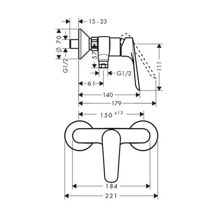 ก๊อกผสมยืนอาบ HANSGROHE HG71602000_1
