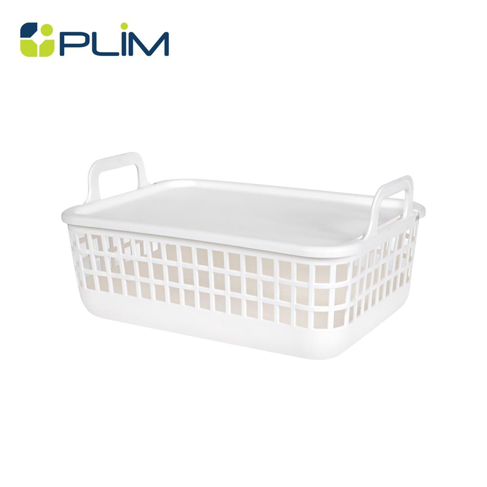 ตะกร้าผ้าเหลี่ยมมีฝา PLIM DAISY SIZE S สีขาว_1