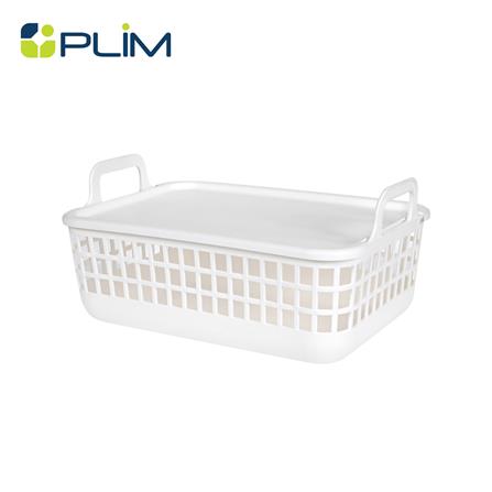 ตะกร้าผ้าเหลี่ยมมีฝา PLIM DAISY SIZE S สีขาว_0