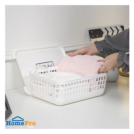ตะกร้าผ้าเหลี่ยมมีฝา PLIM DAISY SIZE S สีขาว_4