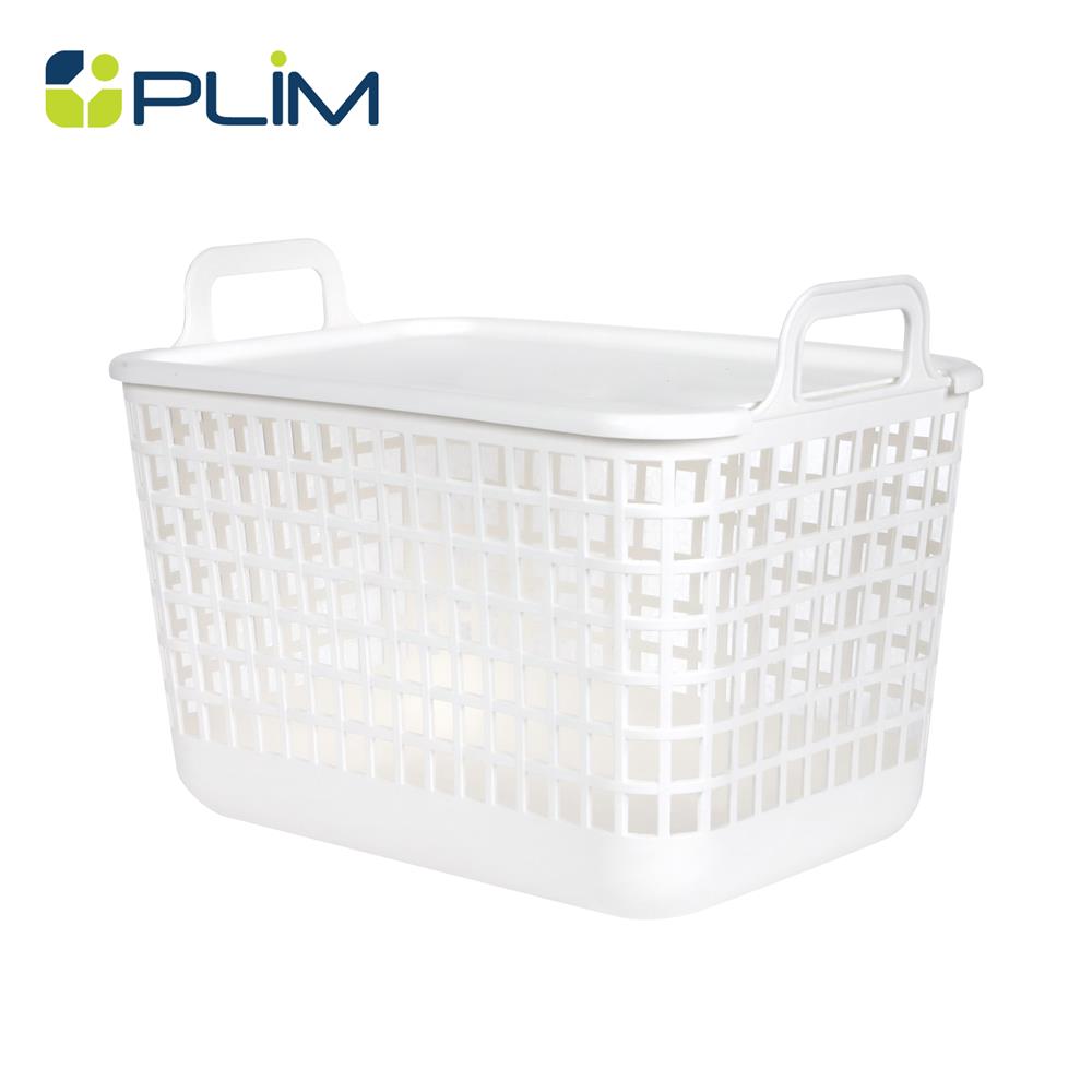 ตะกร้าผ้าเหลี่ยมมีฝา PLIM DAISY SIZE M สีขาว_1