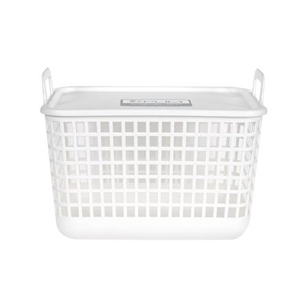 ตะกร้าผ้าเหลี่ยมมีฝา PLIM DAISY SIZE M สีขาว_2