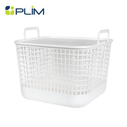 ตะกร้าผ้าเหลี่ยมมีฝา PLIM DAISY SIZE L สีขาว_1