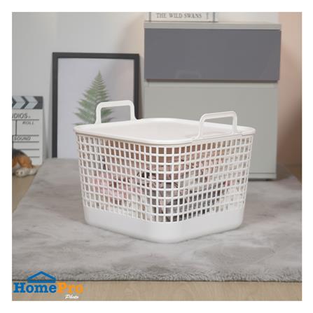 ตะกร้าผ้าเหลี่ยมมีฝา PLIM DAISY SIZE L สีขาว_4