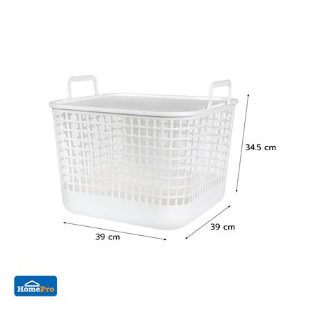 ตะกร้าผ้าเหลี่ยมมีฝา PLIM DAISY SIZE L สีขาว_6
