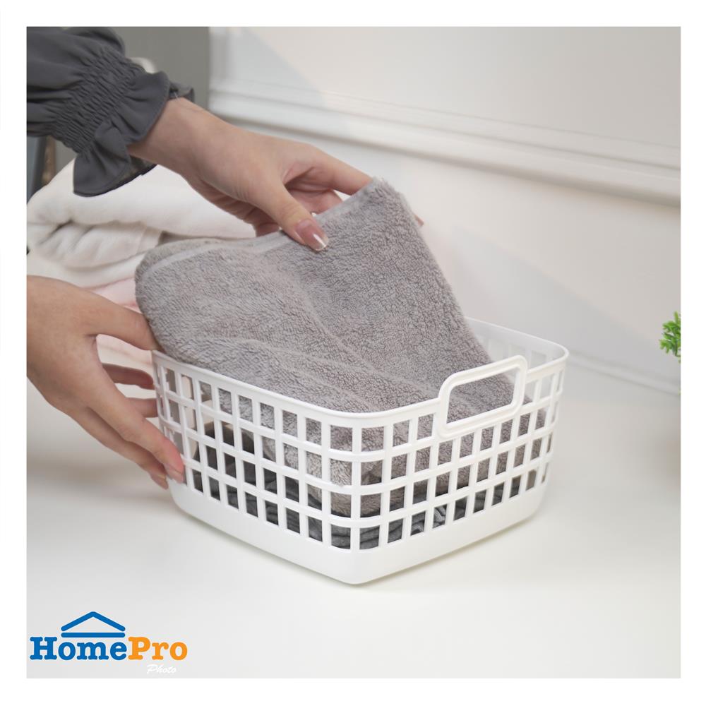 ตะกร้าเหลี่ยมหูหิ้ว PLIM DAISY SIZE XS สีขาว