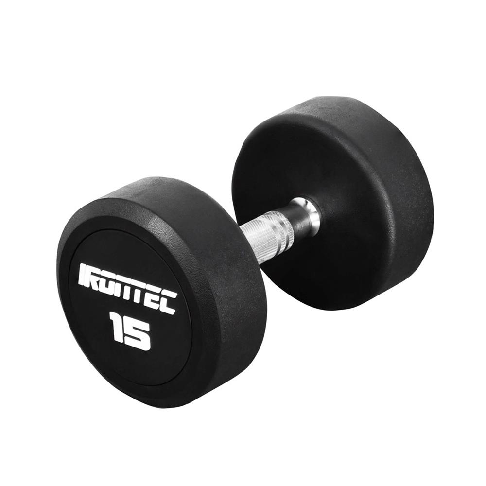 ดัมเบลทรงกลมหุ้มยาง IRONTEC 15 กก.