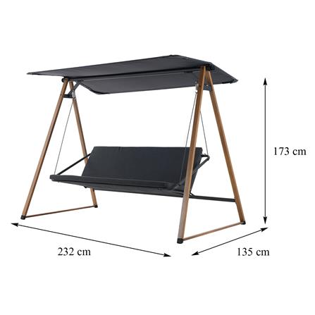 เก้าอี้โยก 3 ที่นั่ง BENETTA SERENITY สีไม้ธรรมชาติ/ดำ_5