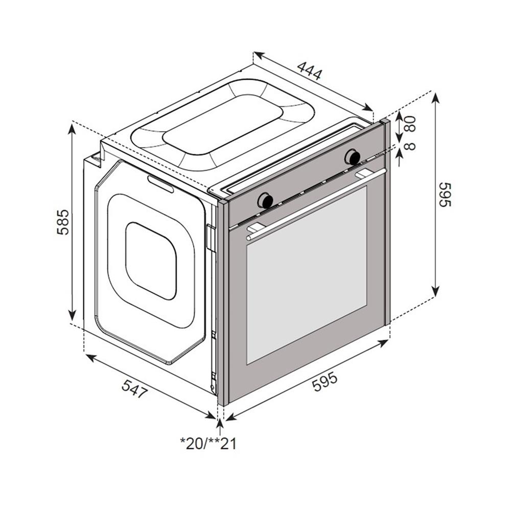 เตาอบฝังดิจิตอล TECNOPLUS LENORA 85 สีสเตนเลส