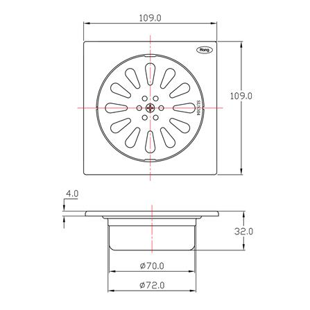 ตะแกรงกันกลิ่นเหลี่ยม HANG FD-002 4 นิ้ว สีเงิน_1