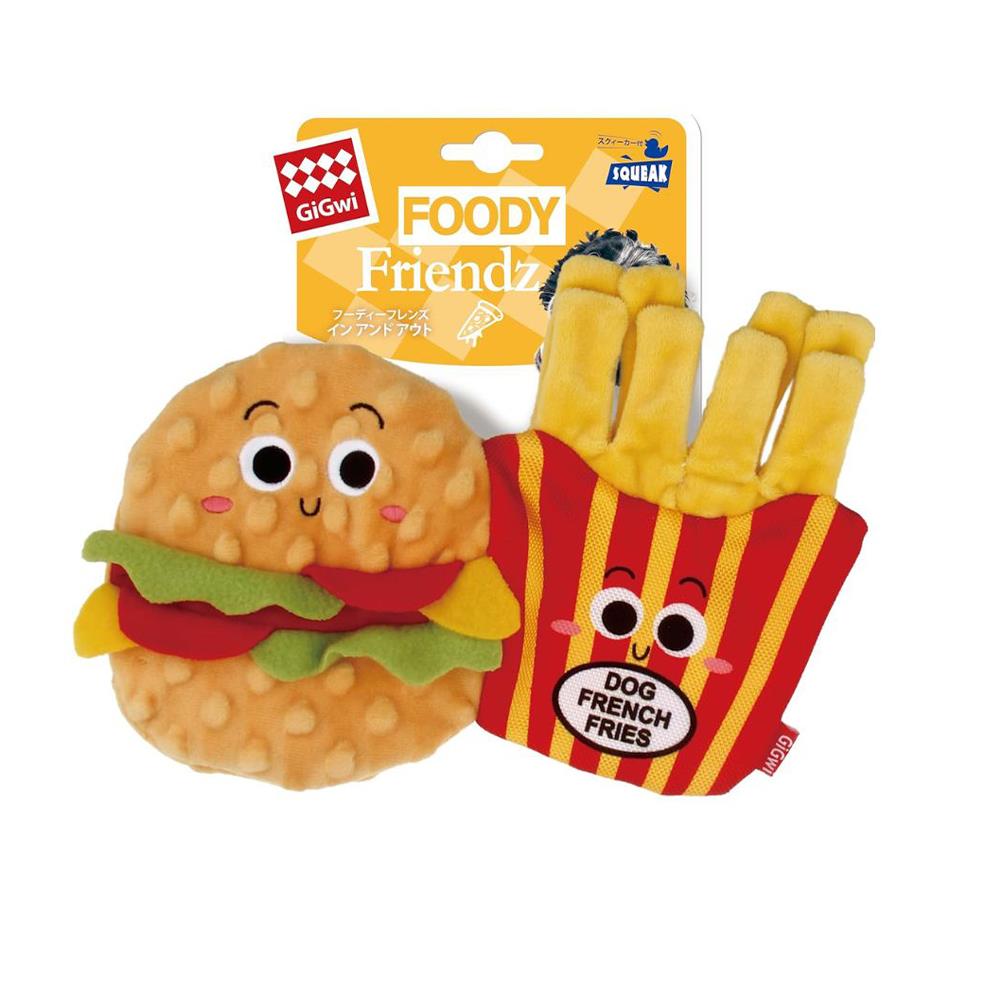 ของเล่นสุนัข GIGWI FOODY FRIENDZ HAMBERGUR สีเหลือง
