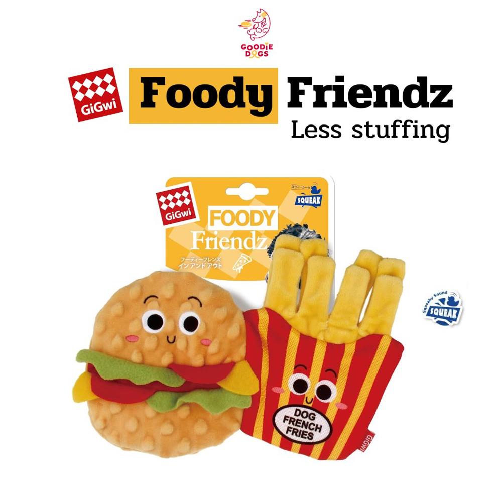 ของเล่นสุนัข GIGWI FOODY FRIENDZ HAMBERGUR สีเหลือง