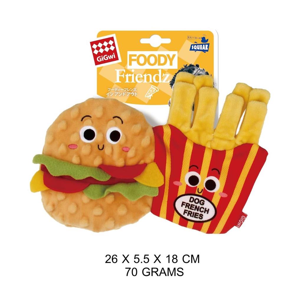 ของเล่นสุนัข GIGWI FOODY FRIENDZ HAMBERGUR สีเหลือง