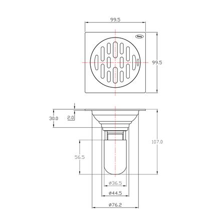 ตะแกรงกันกลิ่นเหลี่ยม HANG FD-005 4 นิ้ว สีเงิน_1