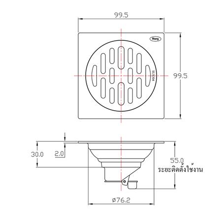 ตะแกรงกันกลิ่นเหลี่ยม HANG FD-003 4 นิ้ว สีเงิน_1