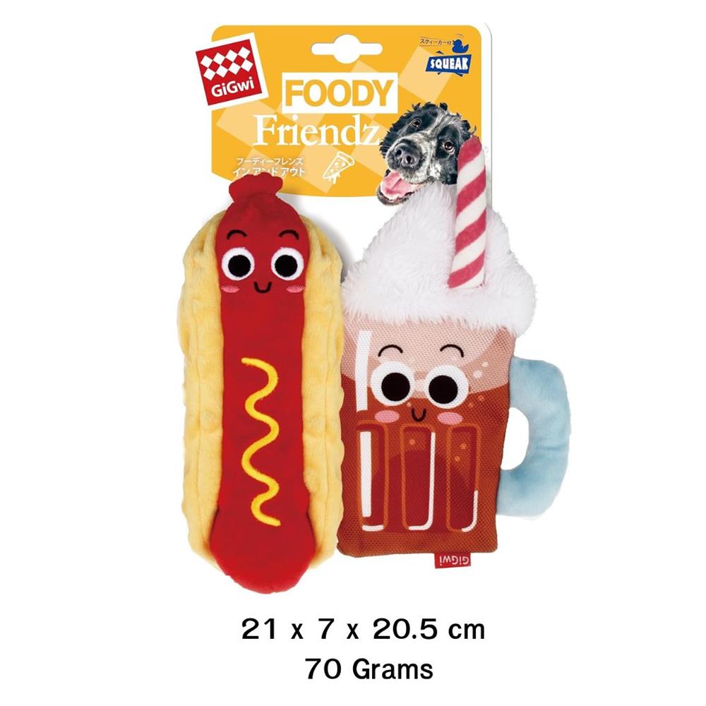 ของเล่นสุนัข GIGWI FOODY FRIENDZ HOTDOG AND COCACOLA