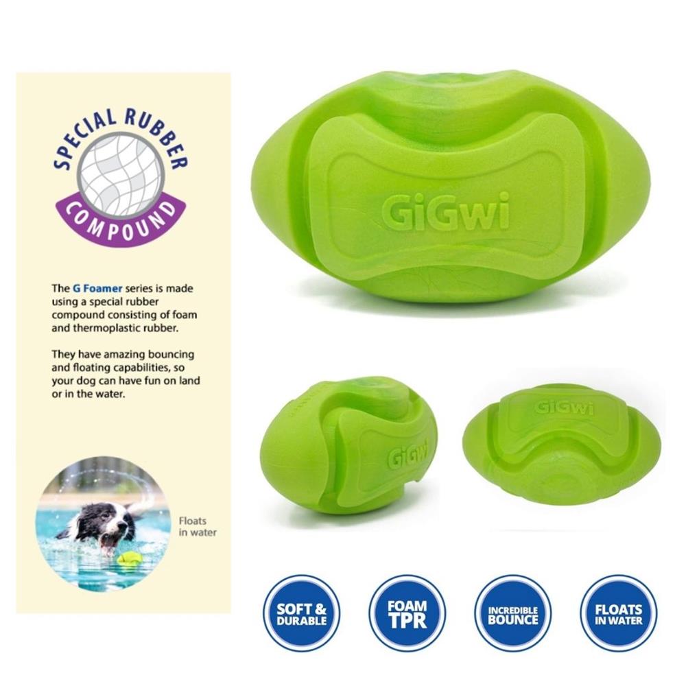 ของเล่นสุนัข GIGWI G FOAMER RUGBY สีเขียว