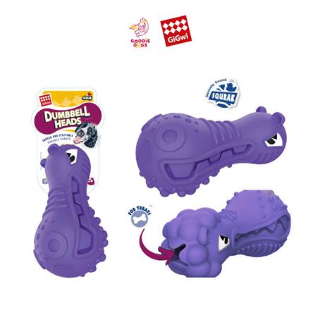 ของเล่นสุนัข GIGWI DUMBBELL HEADS HIPPO สีม่วง_2