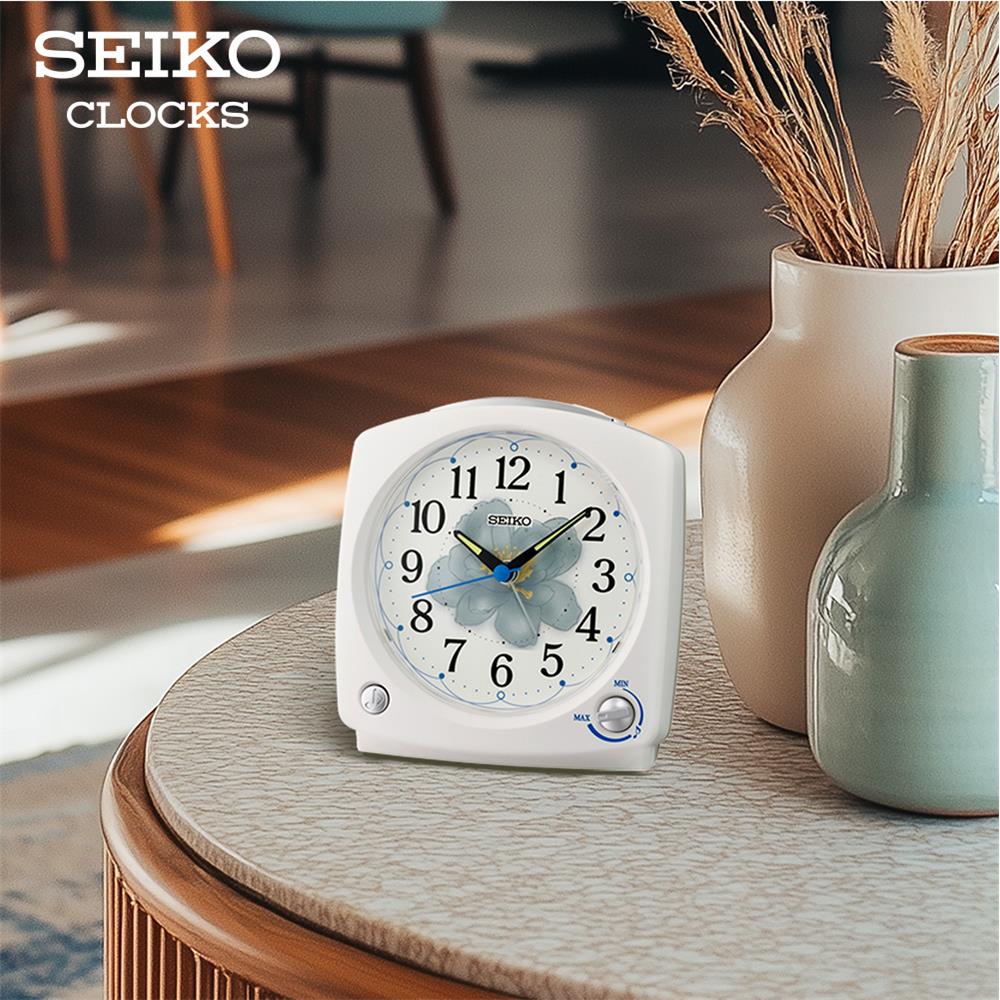 นาฬิกาปลุก SEIKO CLOCKS QHP012W 5.11X4.72 นิ้ว สีขาว
