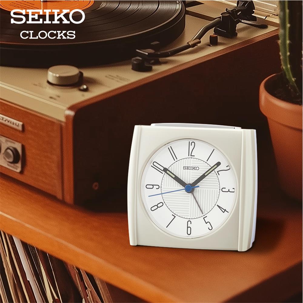 นาฬิกาปลุก SEIKO CLOCKS QHE205W 3.3X3.5 นิ้ว สีขาว
